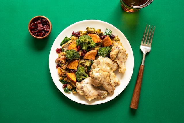 Wholesome and delicious meal tailored for elderly nutrition, showcasing vibrant colors and textures to nourish both body and soul – a loving gesture from caregivers.